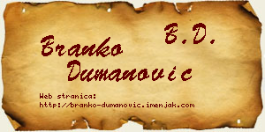 Branko Dumanović vizit kartica